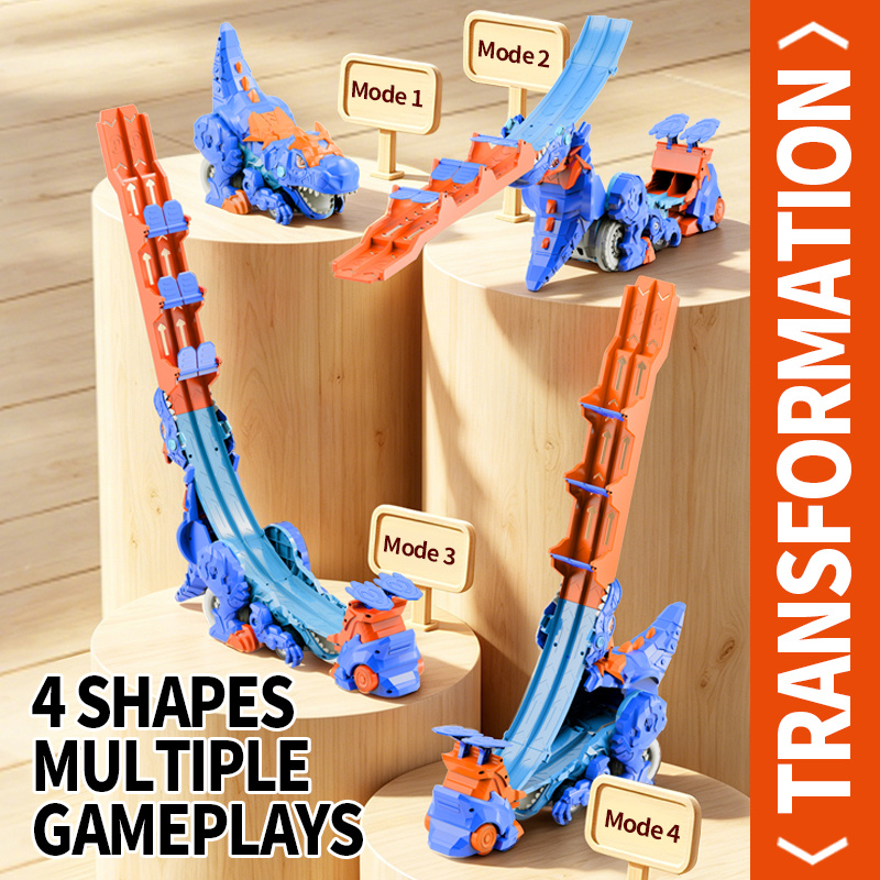 Dinosaur Transforming Dual-Track Catapult Car Toy Set